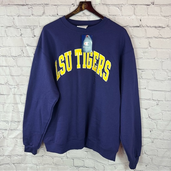 NWT Champion Men's Purple LSU Tigers Crewneck Sweatshirt sz XL collegiate fandom - Picture 1 of 8